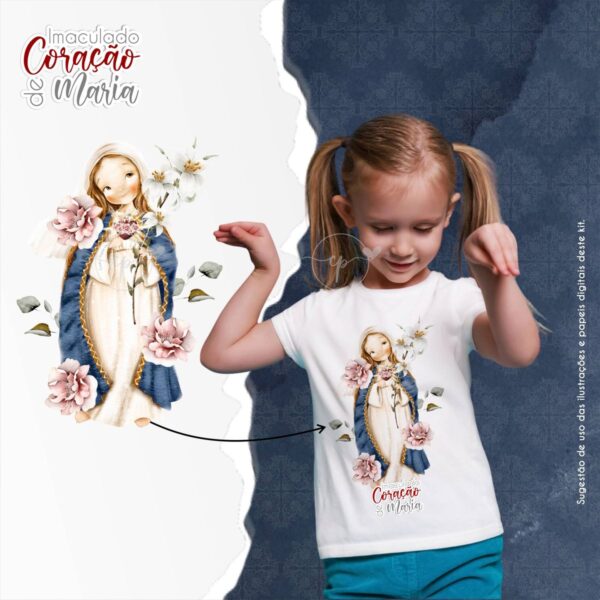 Kit Digital Imaculado Coração de Maria Santinhos Religiosos