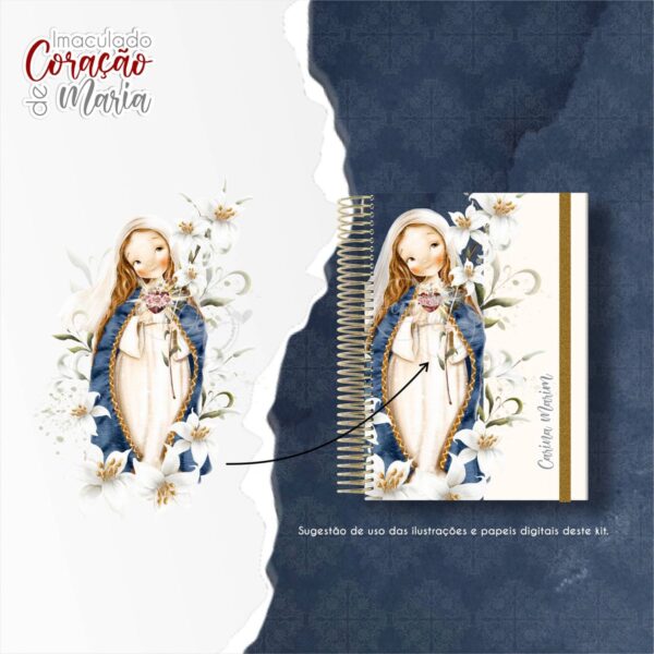 Kit Digital Imaculado Coração de Maria Santinhos Religiosos