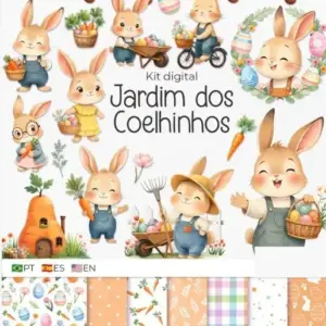 Kit Digital Jardim Coelhinhos Png Para Scrapbooking E Papercraft