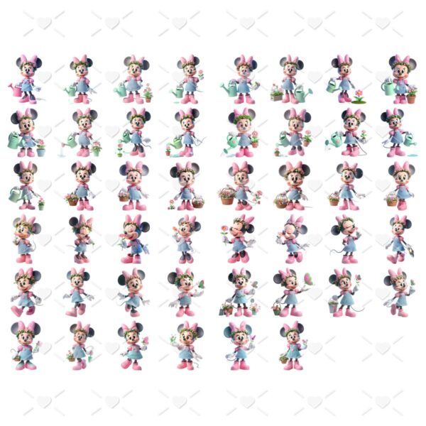 Kit Digital Jardim da Minnie Rosa 3D Cute Fofo Ilustrações