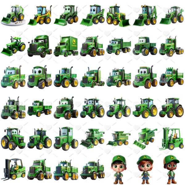 Kit Digital John Deere 3D Cliparts Agro Fazendeiros Fofos