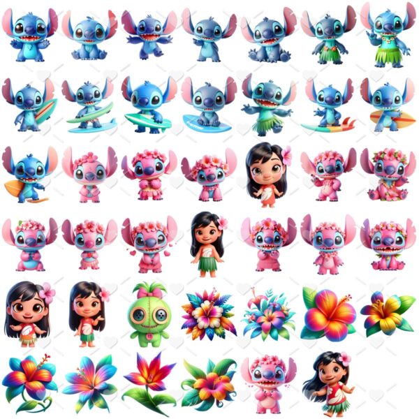 Kit Digital Lilo e Stitch Baby Png Ilustrações 3D Fofo - Imagem 2