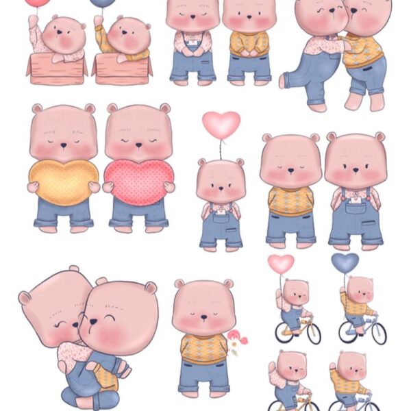 Kit Digital Loves in The Bears Namorados Ilustrações Frases
