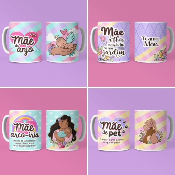 Kit Digital Mães Ilustrações Frases Embalagens Personalizado
