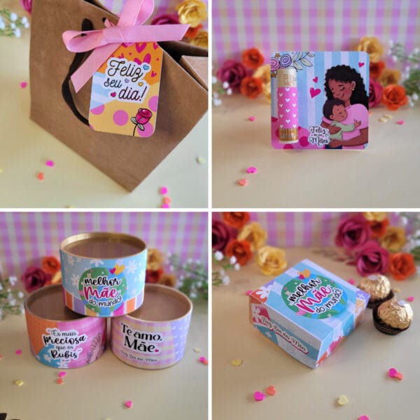 Kit Digital Mães Ilustrações Frases Embalagens Personalizado