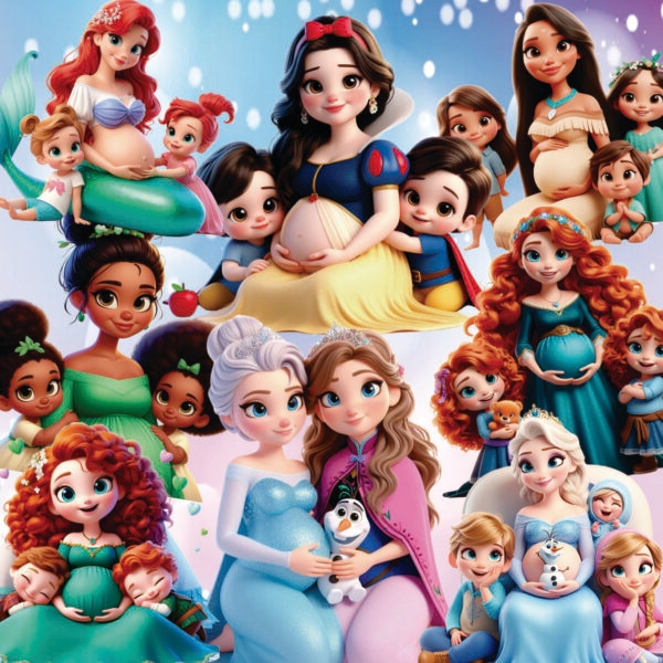 Kit Digital Mães Princesas Ilustrações 3D Disney Png Clipart - Imagem 3