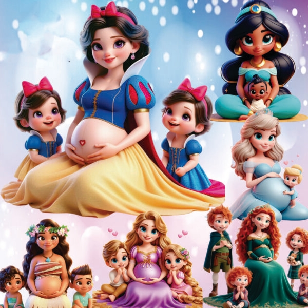 Kit Digital Mães Princesas Ilustrações 3D Disney Png Clipart - Imagem 2