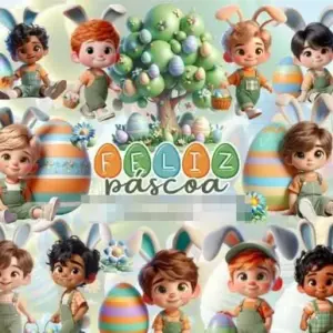 Kit Digital Mascotinhos Da Pascoa Meninos Png Personalizados