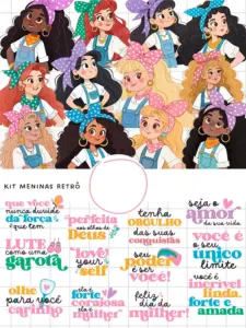 Kit Digital Meninas Retro Vintage Em Png 50 Arquivos 2