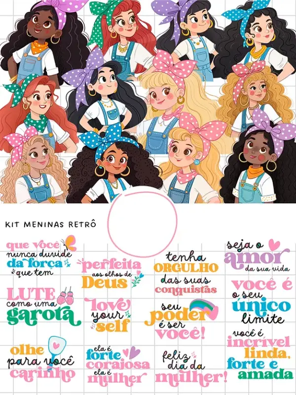 Kit Digital Meninas Retro Vintage Em Png 50 Arquivos 2