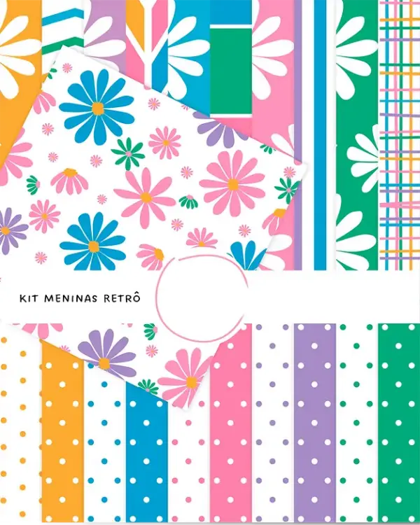 Kit Digital Meninas Retro Vintage Em Png 50 Arquivos