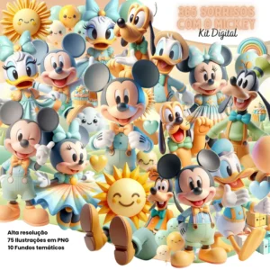 Kit Digital Mickey 365 Sorrisos em PNG para Festas