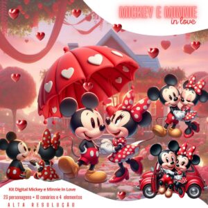 Kit Digital Mickey e Minnie Namorados Apaixonados Png