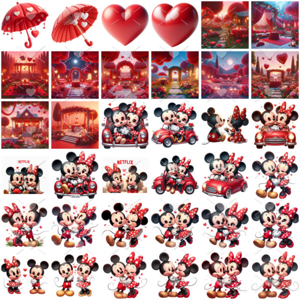 Kit Digital Mickey e Minnie Namorados Apaixonados Png