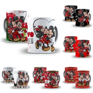 Kit Digital Mickey e Minnie para Canecas - Dia dos Namorados