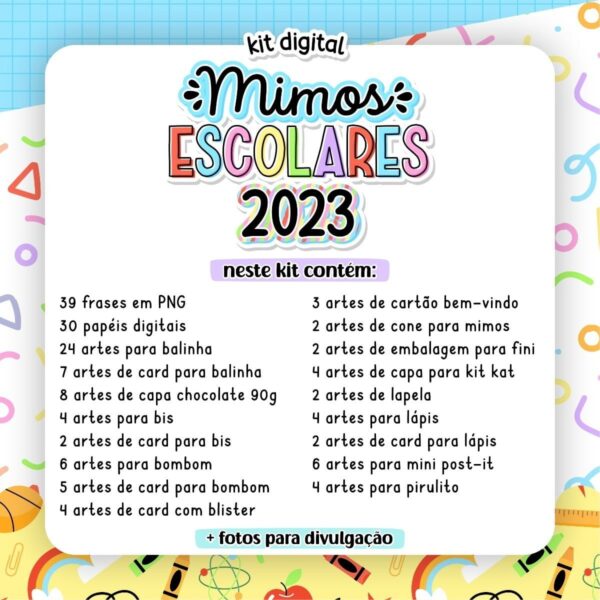 Kit Digital Mimos Escolares Volta Às Aulas Para Imprimir