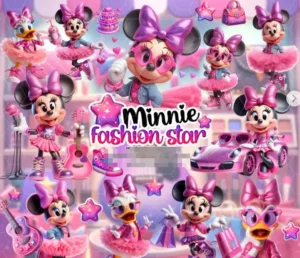 Kit Digital Minnie Fashion Star Elegante em PNG