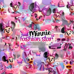 Kit Digital Minnie Fashion Star Elegante em PNG