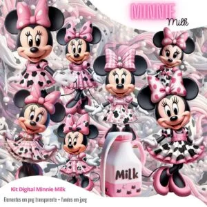 Kit Digital Minnie Rosa Milk Png Transparente Cliparts Fofos