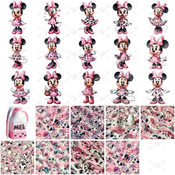 Kit Digital Minnie Rosa Milk Png Transparente Cliparts Fofos