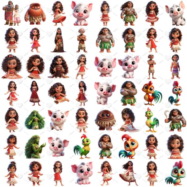 Kit Digital Moana 2 Ilustrações Png Transparente Personagens
