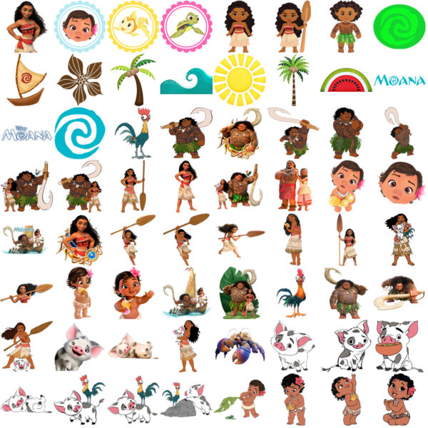 Kit Digital Moana Scrapbook Ilustrações Png Impressão Artes