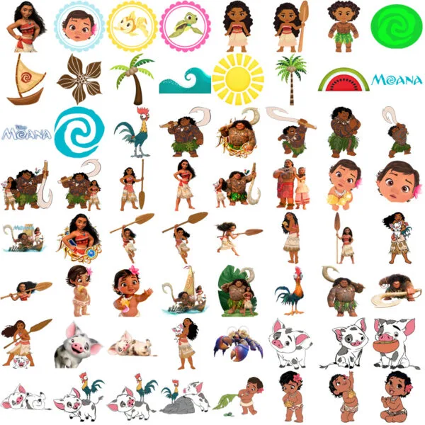 Kit Digital Moana Scrapbook Ilustrações Png Impressão Artes