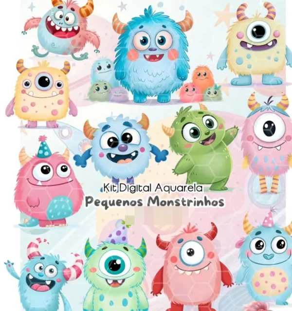 Kit Digital Monstrinhos para Festas e Scrapbooking