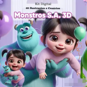 Kit Digital Monstros SA 3D PNG para Sublimacao Personalizada