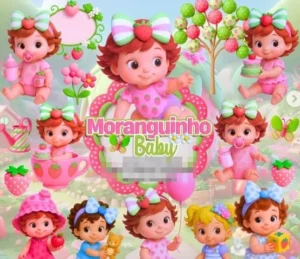 Kit Digital Moranguinho Baby em PNG para Festas