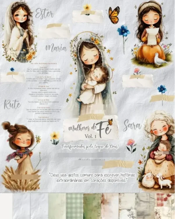 Kit Digital Mulheres de Fé - Designs Inspiradores em PNG