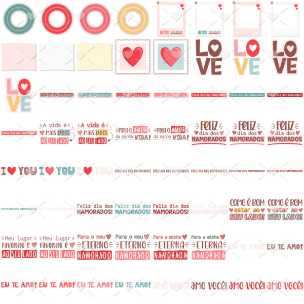 Kit Digital Namorados 2024 Frases Lettering + Ilustrações