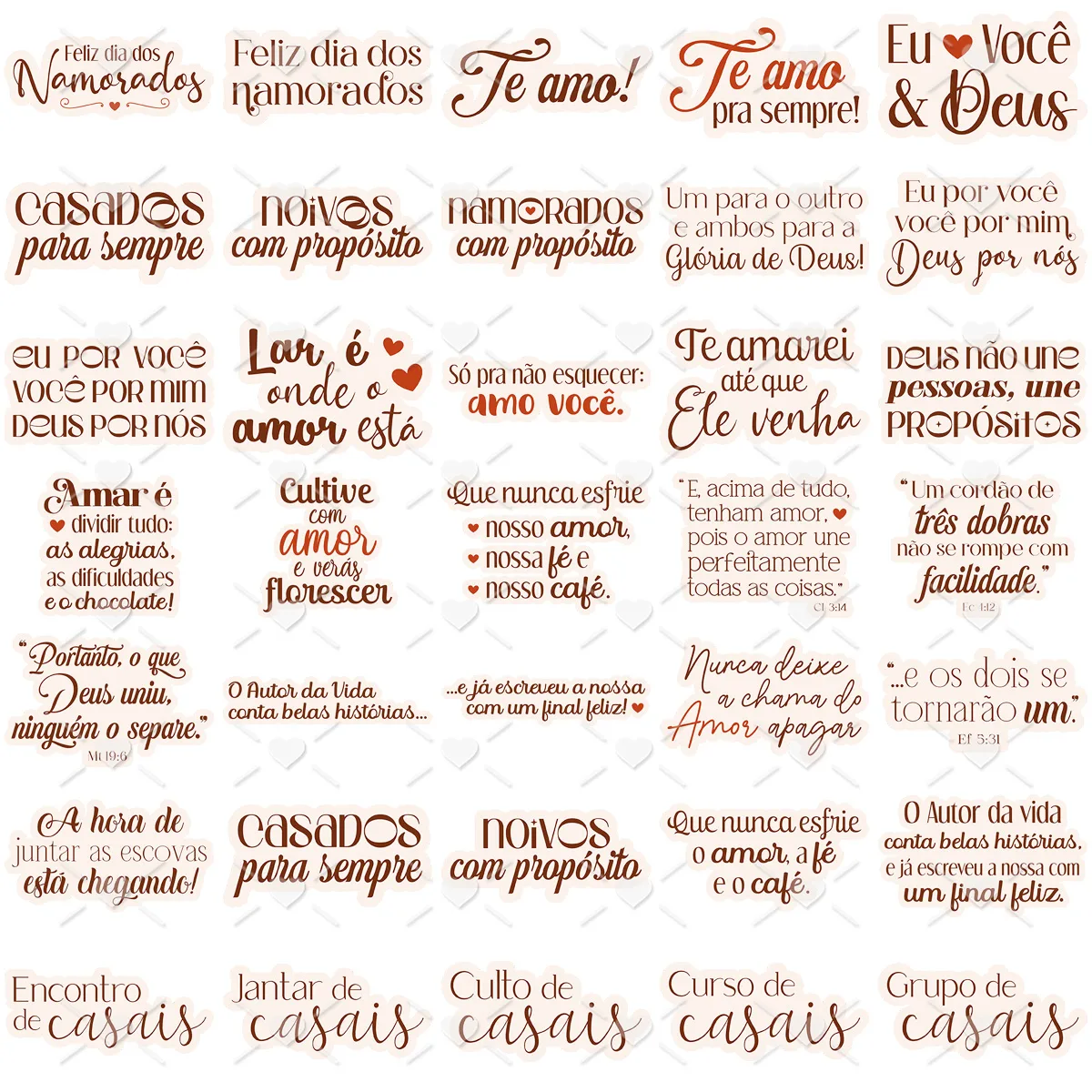 Kit Digital Namorados Apaixonados Ilustrações Png Românticas 3 Arte digital com frases românticas e religiosas em tipografia variada