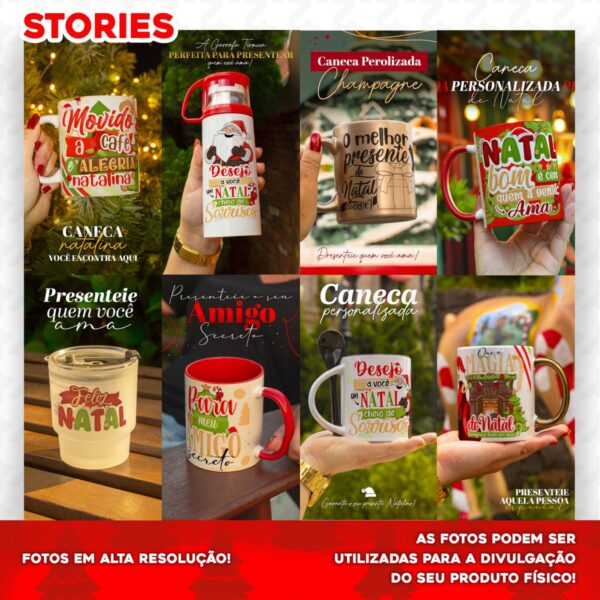 Kit Digital Natal Artes Caneca Ilustrações Frases Natalinas