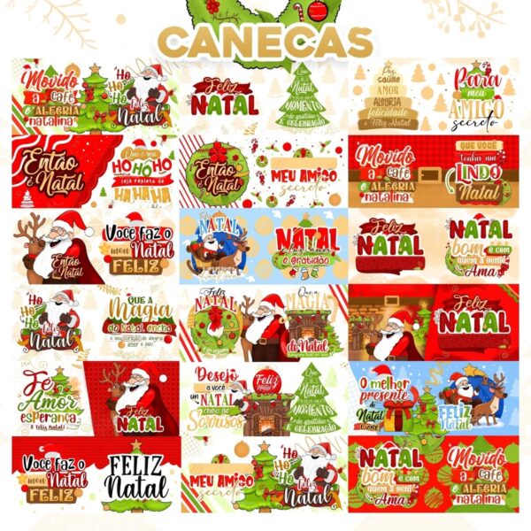 Kit Digital Natal Artes Caneca Ilustrações Frases Natalinas