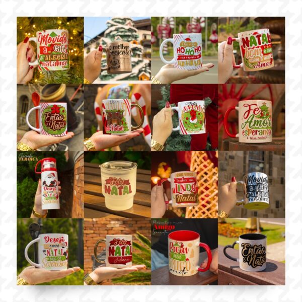 Kit Digital Natal Artes Caneca Ilustrações Frases Natalinas