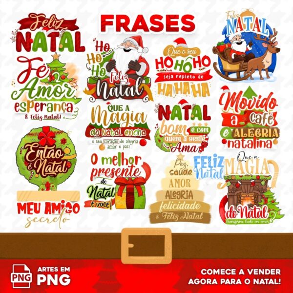 Kit Digital Natal Artes Caneca Ilustrações Frases Natalinas