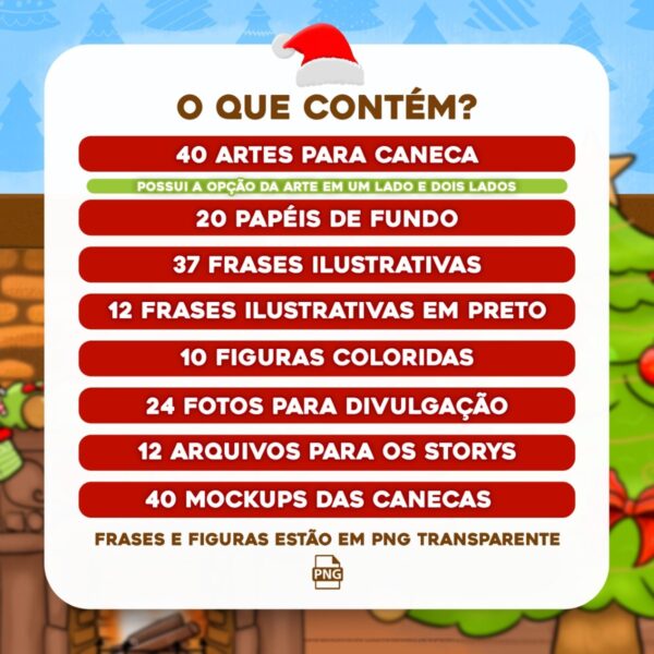 Kit Digital Natal Artes Caneca Ilustrações Frases Natalinas