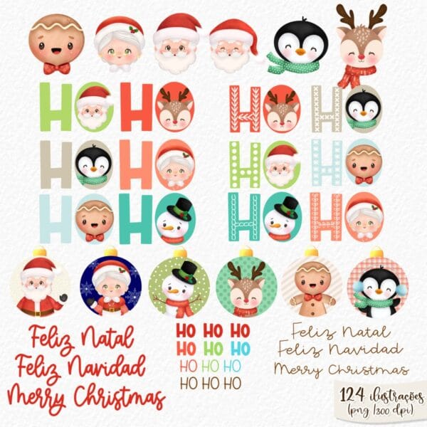 Kit Digital Natal Clássico Ilustrações e Frases Natalinas