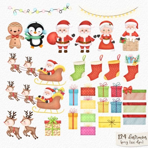 Kit Digital Natal Clássico Ilustrações e Frases Natalinas