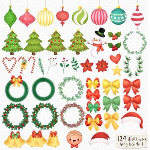 Kit Digital Natal Clássico Ilustrações e Frases Natalinas