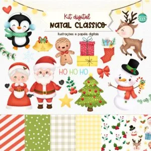 Kit Digital Natal Clássico Ilustrações e Frases Natalinas