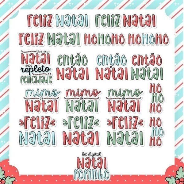 Kit Digital Natal Fofinho Frases Ilustrações +135 Elementos