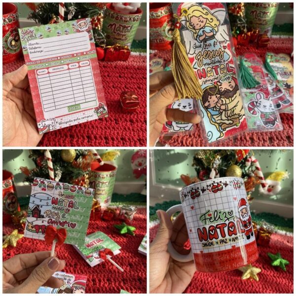 Kit Digital Natal Fofo Frases Ilustrações +450 Elementos Png