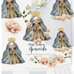 Kit Digital Nossa Senhora Aquarelado para Artesanato