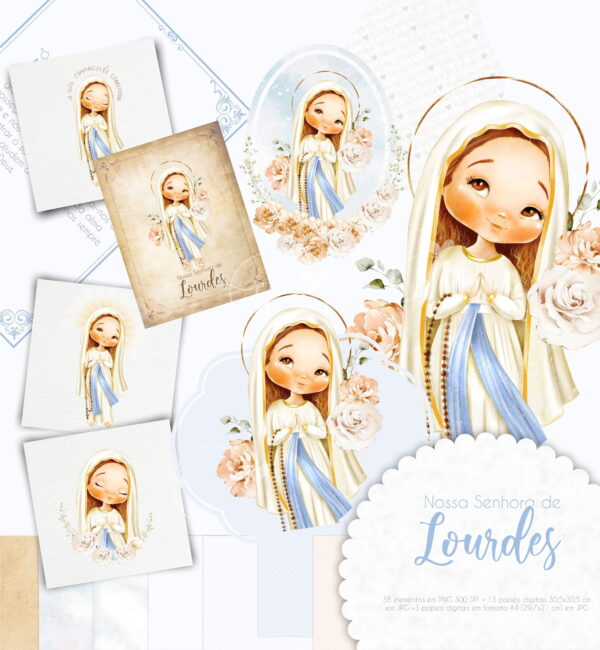 Kit Digital Nossa Senhora de Lourdes Papelaria Personalizada