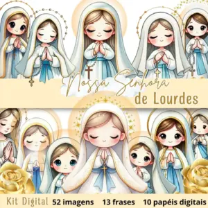 Kit Digital Nossa Senhora de Lourdes PNG Sublimação