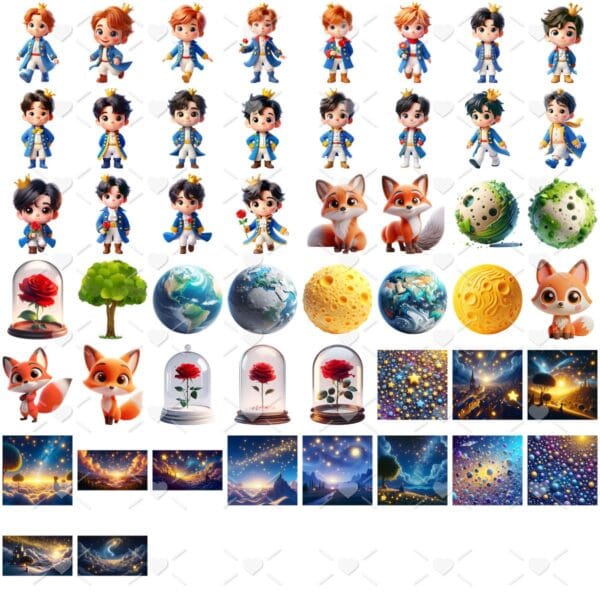 Kit Digital O Pequeno Príncipe 3D Cute Fofo Ilustrações Png