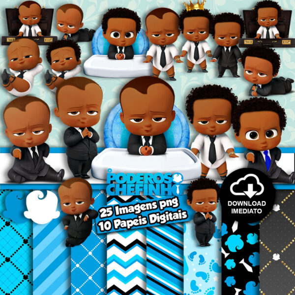 Kit Digital O Poderoso Chefinho Afro Imagens PNG Scrapbook