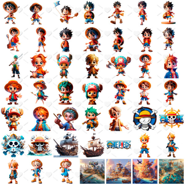 Kit Digital One Piece Ilustrações Cliparts Png Transparente